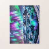 Noorderlicht IJsland Landschap met Aurora Borealis Legpuzzel (Verticaal)