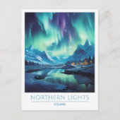 Noorderlicht IJsland Vintage Travel Briefkaart (Voorkant)