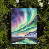 Noorderlicht IJslandse Waterverf Kaart