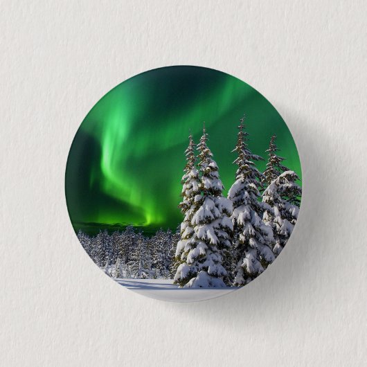 Noorderlicht in de winter ronde button 3,2 cm (Voorkant)