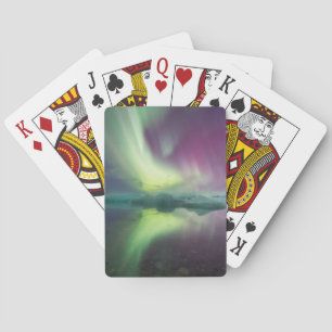 Noorderlicht in lagune   Jokulsarlon, IJsland Pokerkaarten