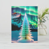 noorderlicht kerstboom feestdagenkaart (Staand voorkant)