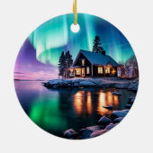 Noorderlicht kerstversiering, of uw foto keramisch ornament (Achterkant)