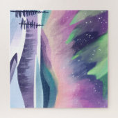 Noorderlicht kleurrijke winternacht | Waterverf Legpuzzel (Horizontaal)