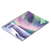 Noorderlicht kleurrijke winternacht | Waterverf Notitieboek (Linkerzijde)