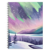 Noorderlicht kleurrijke winternacht | Waterverf Notitieboek (Voorkant)