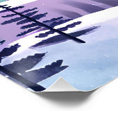 Noorderlicht kleurrijke winternacht | Waterverf Perfect Poster (Hoek)