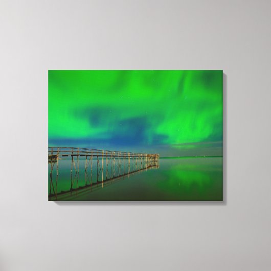 Noorderlicht | Lake Winnipeg Canada, Manitoba Canvas Afdruk (Voorkant)