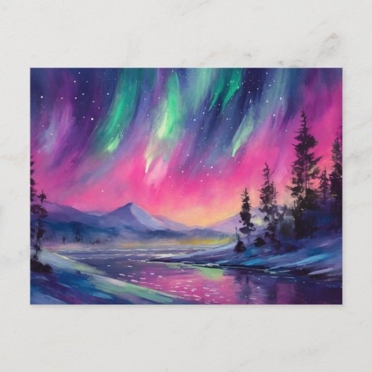 Noorderlicht Levendig Abstract nachtlandschap Briefkaart (Voorkant)