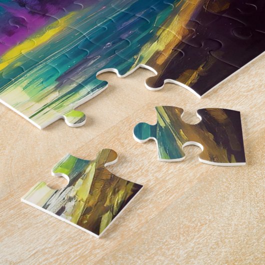 Noorderlicht Levendig Abstract nachtlandschap Legpuzzel (Zijkant)