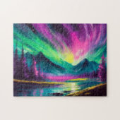 Noorderlicht Levendig Abstract nachtlandschap Legpuzzel (Horizontaal)