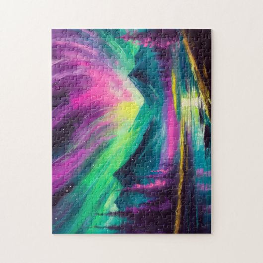 Noorderlicht Levendig Abstract nachtlandschap Legpuzzel (Verticaal)