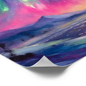 Noorderlicht Levendig Abstract nachtlandschap Poster (Hoek)