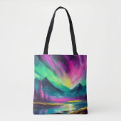 Noorderlicht Levendig Abstract nachtlandschap Tote Bag (Voorkant)