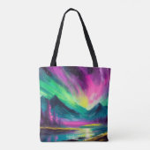 Noorderlicht Levendig Abstract nachtlandschap Tote Bag (Achterkant)
