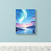 Noorderlicht Meer Dromerig Nacht Landschap Canvas Afdruk (Insitu (Houten vloer))