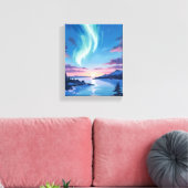 Noorderlicht Meer Dromerig Nacht Landschap Canvas Afdruk (Insitu (Woonkamer))