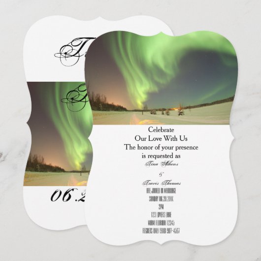 Noorderlicht Menu Bruiloft Bruidsfeest Gast Kaart (Voorkant / Achterkant)