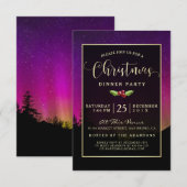 Noorderlicht Modern Aurora Sky Kerstdiner Kaart (Voorkant / Achterkant)