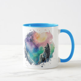 Noorderlicht Mystic Wolf veelkleurige waterverf Mok