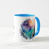 Noorderlicht Mystic Wolf veelkleurige waterverf Mok (Voorkant rechts)