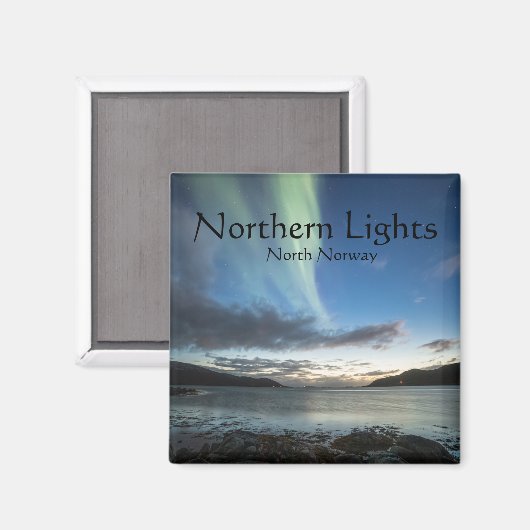 Noorderlicht Noorwegen Souvenir  Magneet (Voorkant / Achterkant)