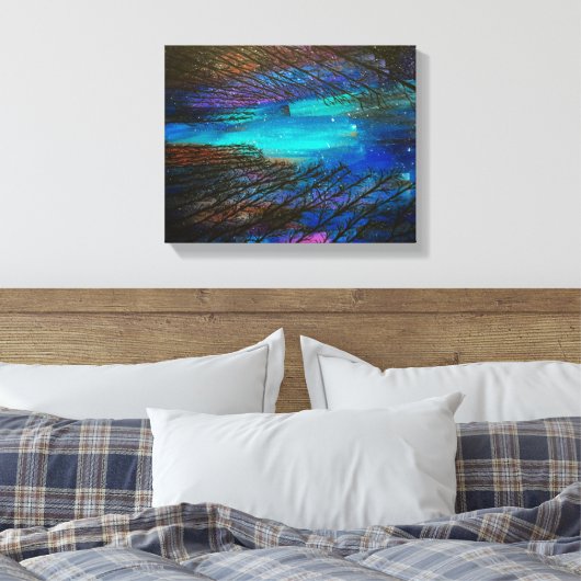 Noorderlicht schilderij canvas afdruk (Insitu (Slaapkamer))