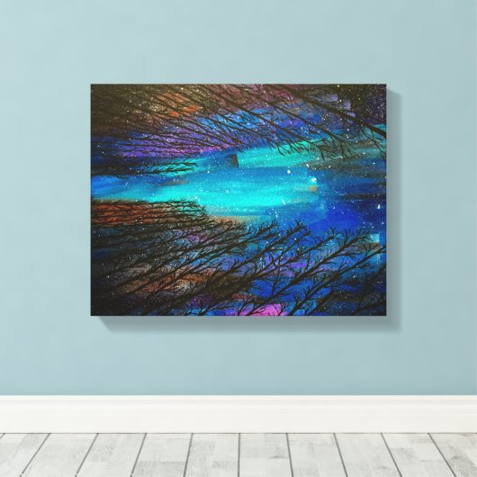 Noorderlicht schilderij canvas afdruk (Insitu (Houten vloer))