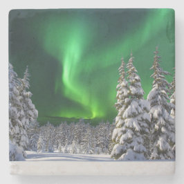Noorderlicht tijdens de winter stenen onderzetter