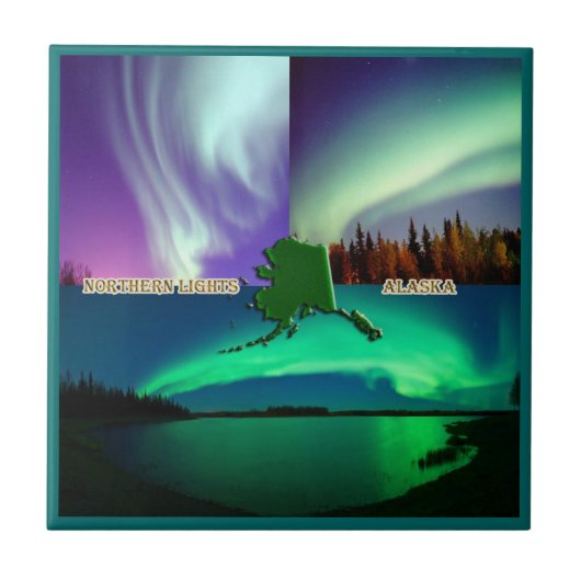 Noorderlicht van Alaska Collage Tegeltje (Voorkant)