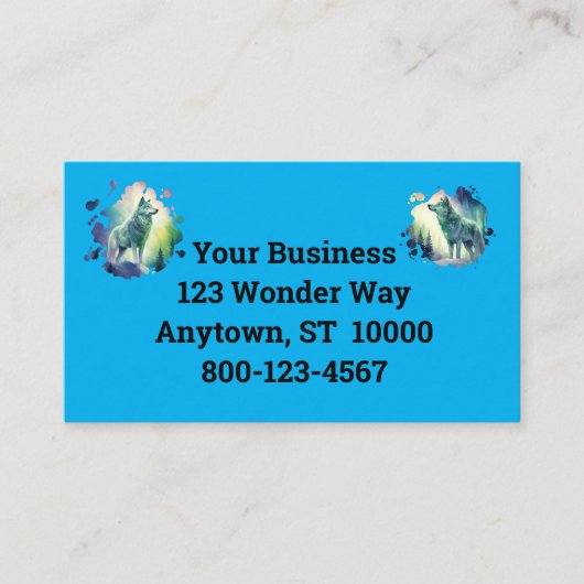 Noorderlicht veelkleurige waterverf wolf visitekaartje (Voorkant)