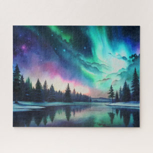 Noorderlicht, Waterverf Aurora Borealis Legpuzzel