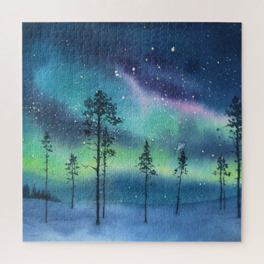 Noorderlicht, waterverf landschap legpuzzel (Verticaal)