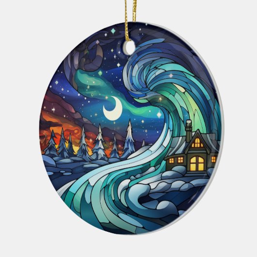 Noorderlicht wervelen Glas in lood Ornament (Links)