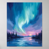 Noorderlicht Winter Aquarel Poster (Voorkant)