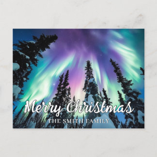Noorderlicht Winter Bos Vrolijk Kerstfeest Briefkaart