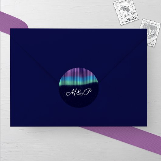 Noorderlicht Winter bruiloft Ronde Sticker