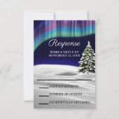 Noorderlicht Winter bruiloft RSVP-kaart RSVP Kaartje (Voorkant)