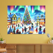 Noorderlicht Winter Kerstfeest Viering Canvas Afdruk (Insitu (Woonkamer))
