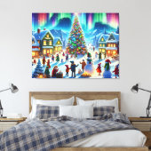 Noorderlicht Winter Kerstfeest Viering Canvas Afdruk (Insitu (Slaapkamer))