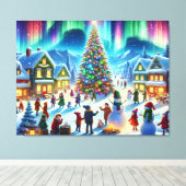 Noorderlicht Winter Kerstfeest Viering Canvas Afdruk (Insitu (Houten vloer))