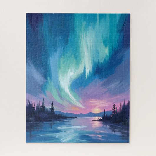 Noorderlicht Winter Watercolor Legpuzzel (Verticaal)