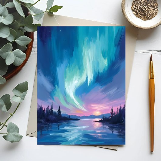Noorderlicht Winter Waterverf Briefkaart