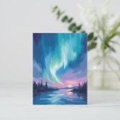 Noorderlicht Winter Waterverf Briefkaart (Staand voorkant)