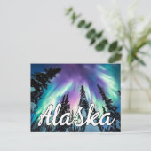 Noorderlicht Winterbos Alaska Typografie Briefkaart (Staand voorkant)