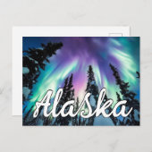 Noorderlicht Winterbos Alaska Typografie Briefkaart (Voorkant / Achterkant)