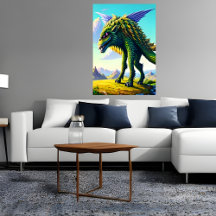 Noordgroen beest in de berg | AI Art Poster