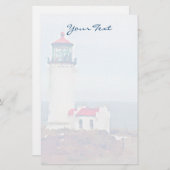 Noordhoofdvuurtoren Ilwaco, WA-Waterverf afdrukken Briefpapier (Voorkant / Achterkant)
