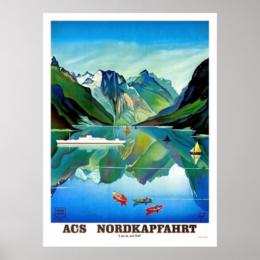 Noordkapp, Noorwegen, zeilschip, berglandschap Poster (Voorkant)