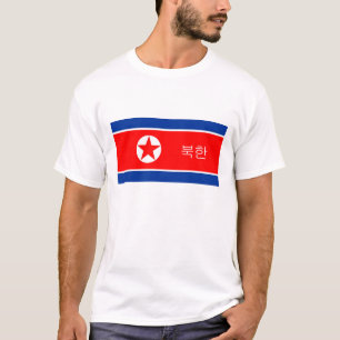 noordkorea - vlaggenland koreaanse tekstnaam t-shirt